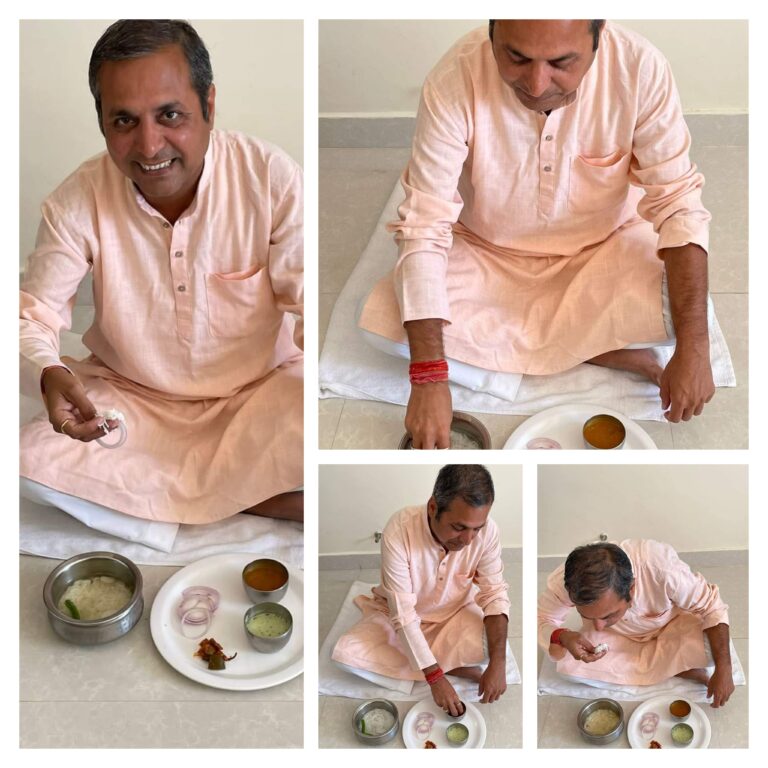 *कर्नाटक राज्य में सांभर ,चटनी के साथ विधायक शैलेश ने बोरे बासी खाकर मनाया श्रमिक दिवस*