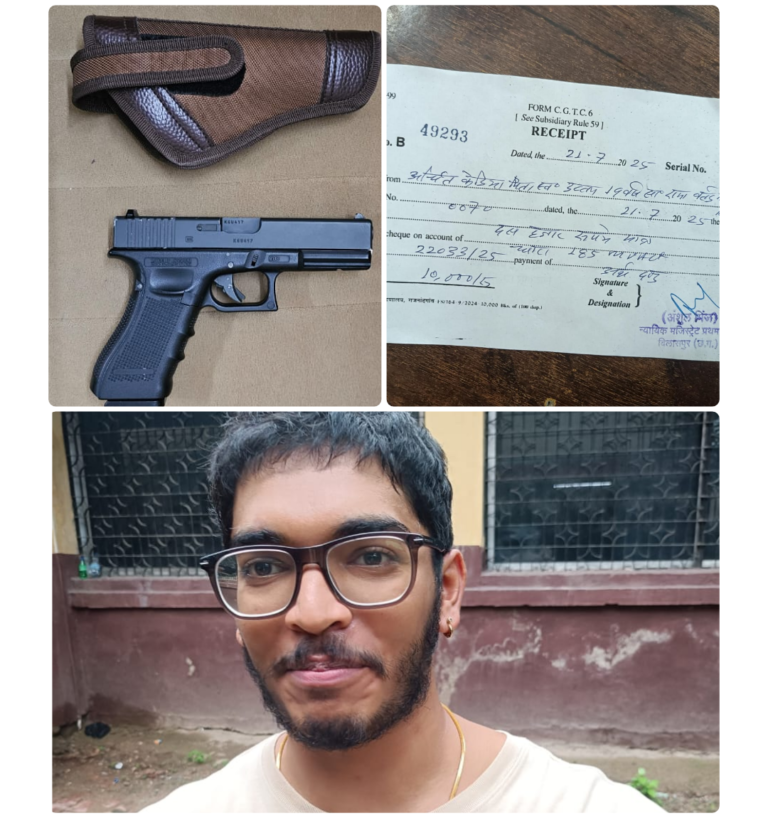 *बिलासपुर पुलिस की चौकसी से शहर में बढ़ते अपराधों पर लगाम, नशे में धुत युवक से एयर गन जब्त ……थाना सिरगिट्टी क्षेत्र में रात्रिकालीन चेकिंग के दौरान बड़ी कार्यवाही*