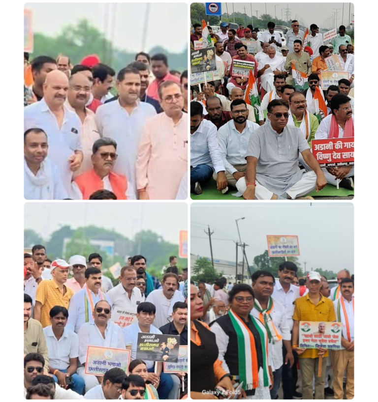 *चक्काजाम में उमड़ा जनसैलाब: कांग्रेस ने चैतन्य बघेल की गिरफ्तारी के खिलाफ दिखाई सड़कों पर ताकत*”